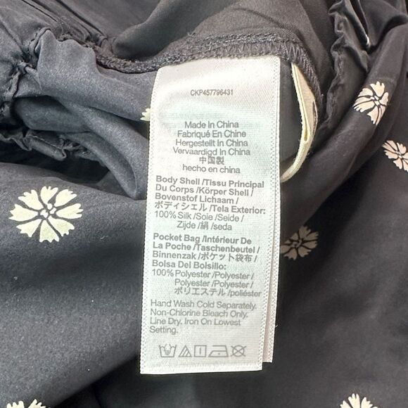 Madewell Black SilK Pants with White Floral Pattern Size Small - Picture 9 of 11